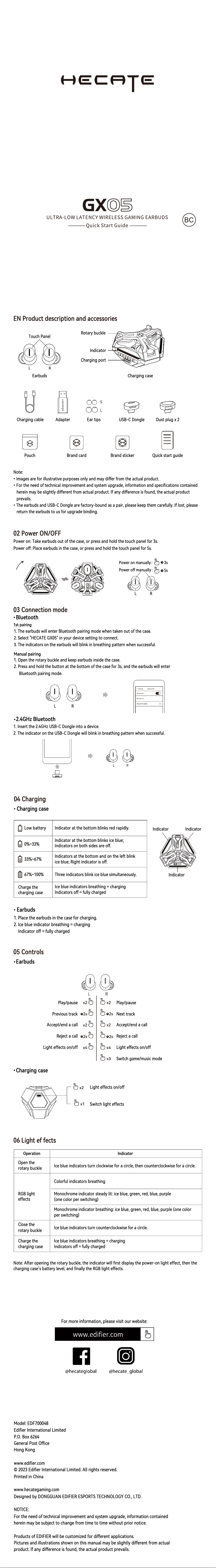 Page n°1 - Manuel utilisateur Edifier Hecate GX05