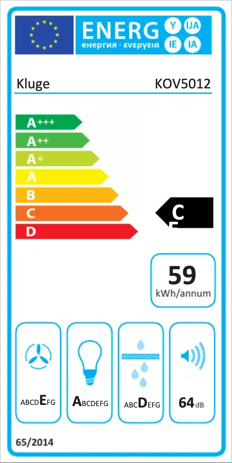 Page n°1 - Label énergétique Kluge KOV5012BL