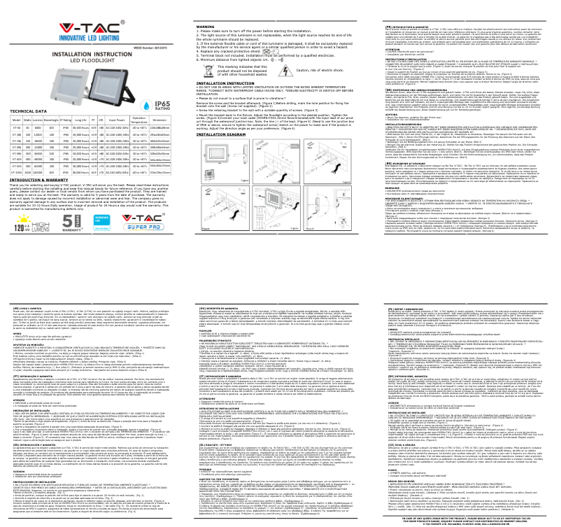 Page 1 de la notice Manuel utilisateur V-TAC VT-56