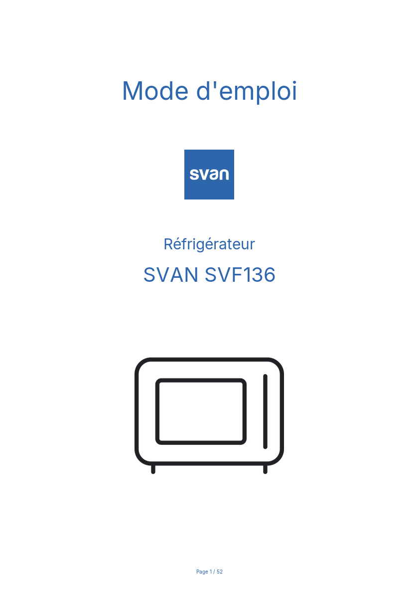 Image de la première page du manuel de l'appareil SVF136