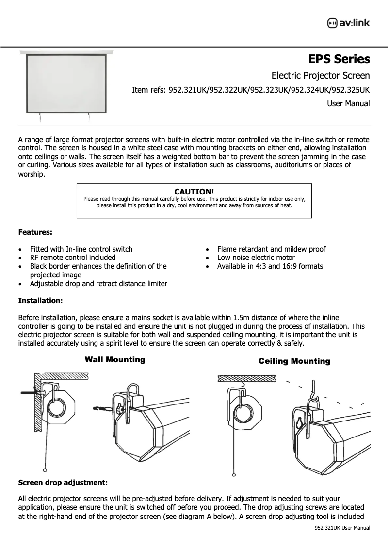 Page 1 de la notice Manuel utilisateur AV:link EPS86