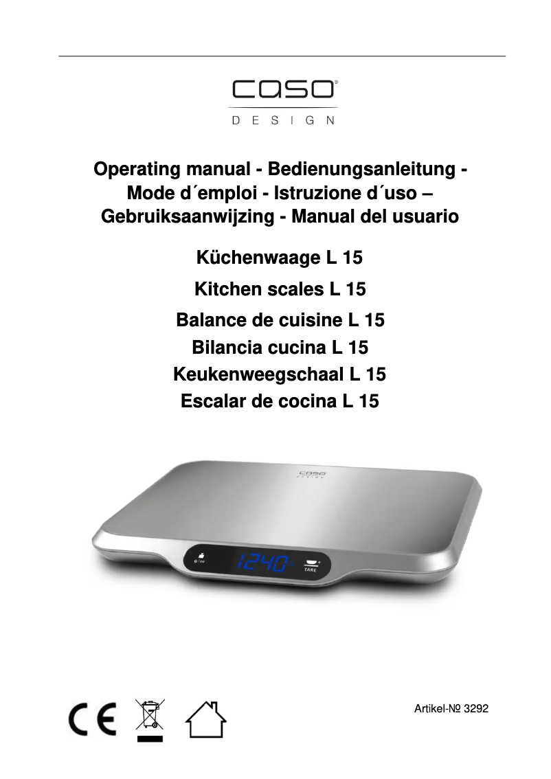 Page 1 de la notice Manuel utilisateur Caso 3292