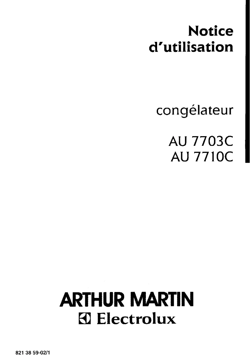 Page 1 de la notice Manuel utilisateur Arthur Martin-Electrolux AU 7710 C