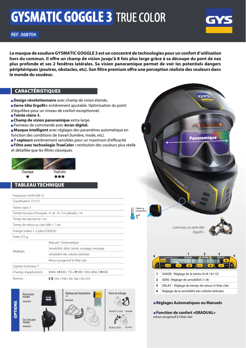 Page n°1 - Fiche technique GYS LCD Gysmatic Goggle 3