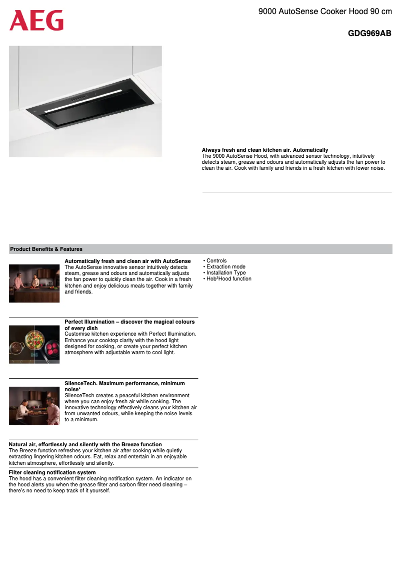 Page 1 de la notice Fiche technique AEG GDG969AB