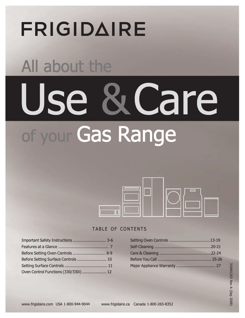 Page n°1 - Manuel utilisateur Frigidaire DGGF3046RF