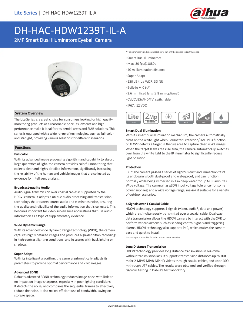 Image de la première page du manuel de l'appareil HAC-HDW1239T-IL-A