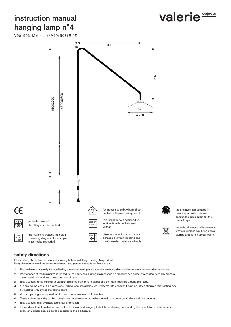Página 1 del manual Manual de usuario Valerie Objects V9015031M