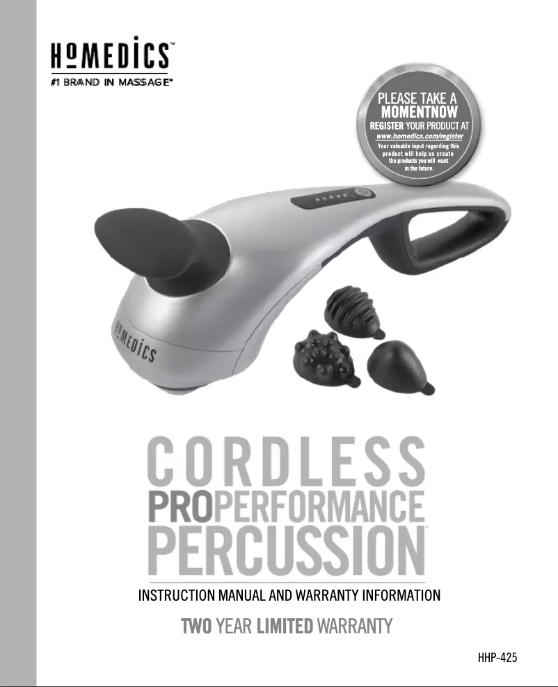Page 1 de la notice Manuel utilisateur Homedics HHP-425