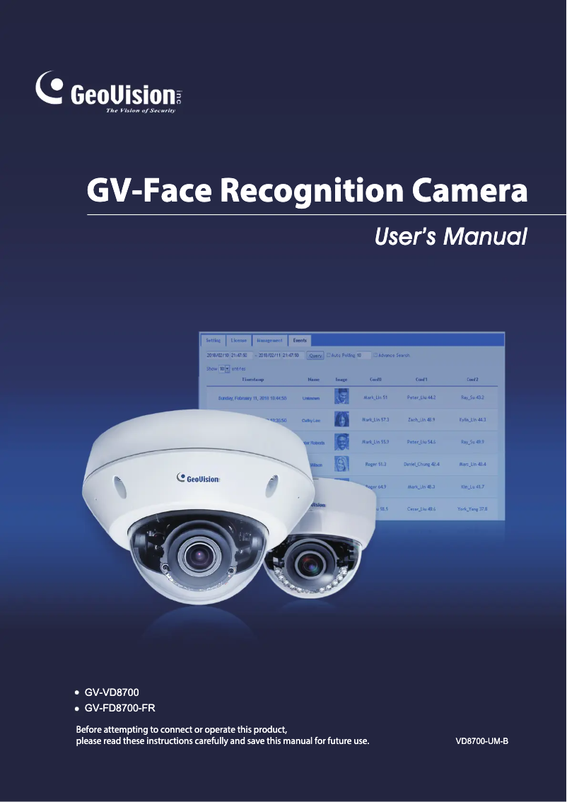 Page n°1 - Manuel utilisateur Geovision GV-FD8700