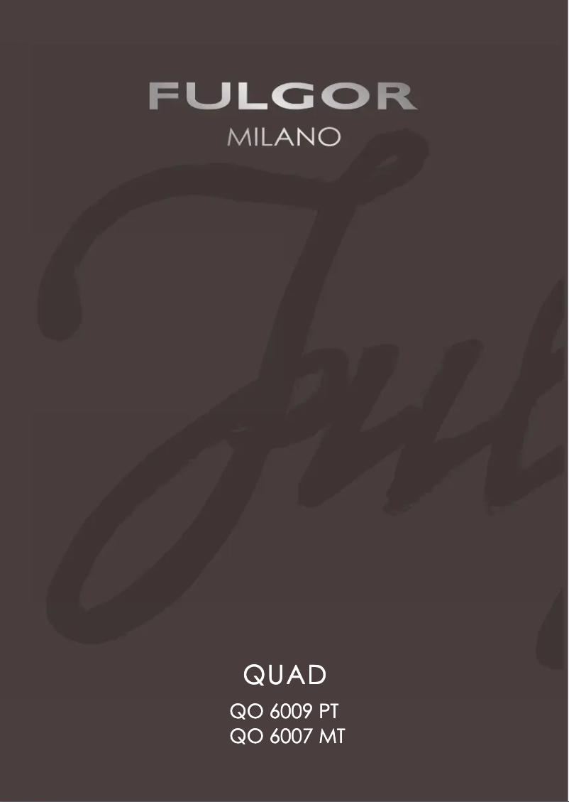Page n°1 - Manuel utilisateur Fulgor Milano QO 6009 PT X