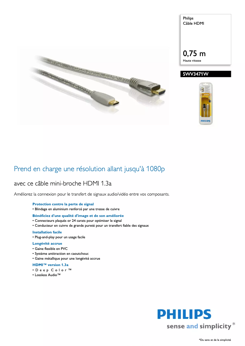 Page n°1 - Fiche technique Philips SWV3471W