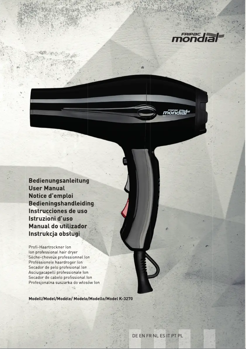 Image de la première page du manuel de l'appareil Mondial Ion K-3290