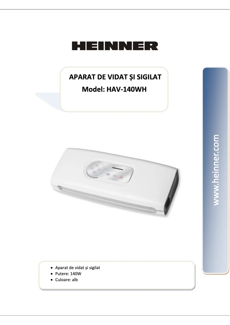 Image de la première page du manuel de l'appareil HAV-140WH