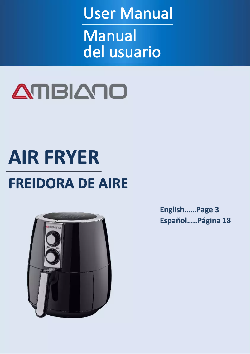 Page 1 of the manual User Manual Ambiano Air Fryer TXG-DS13