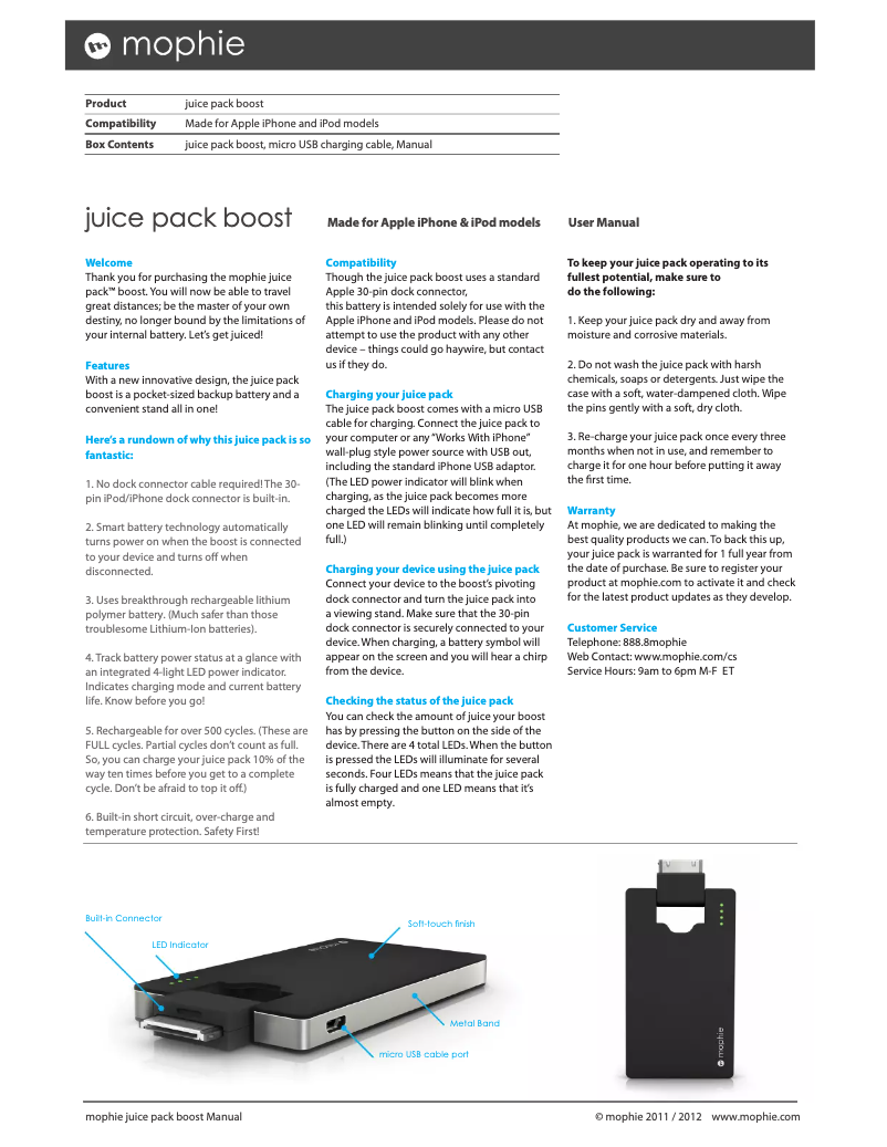 Page 1 de la notice Manuel utilisateur Mophie Powerstation boost