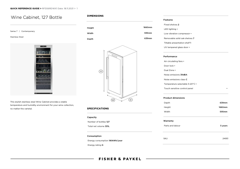 Page 1 de la notice Manuel utilisateur Fisher & Paykel RF306RDWX1