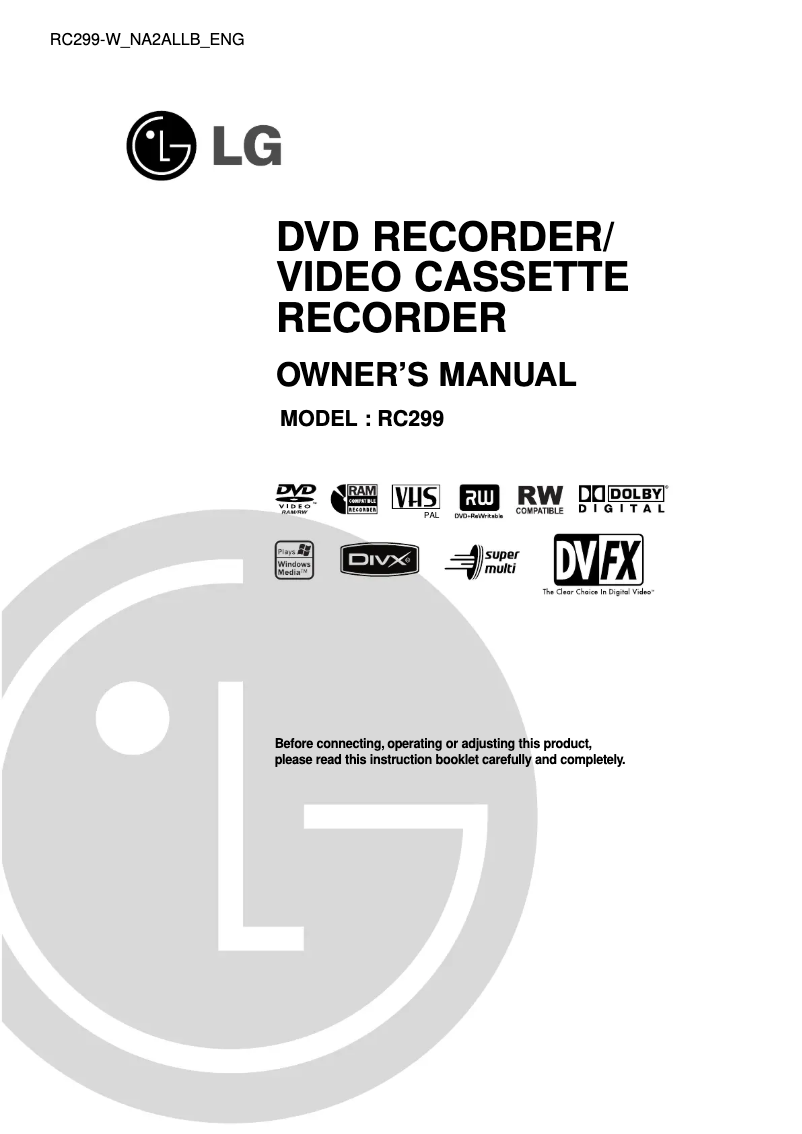 Image de la première page du manuel de l'appareil RC299