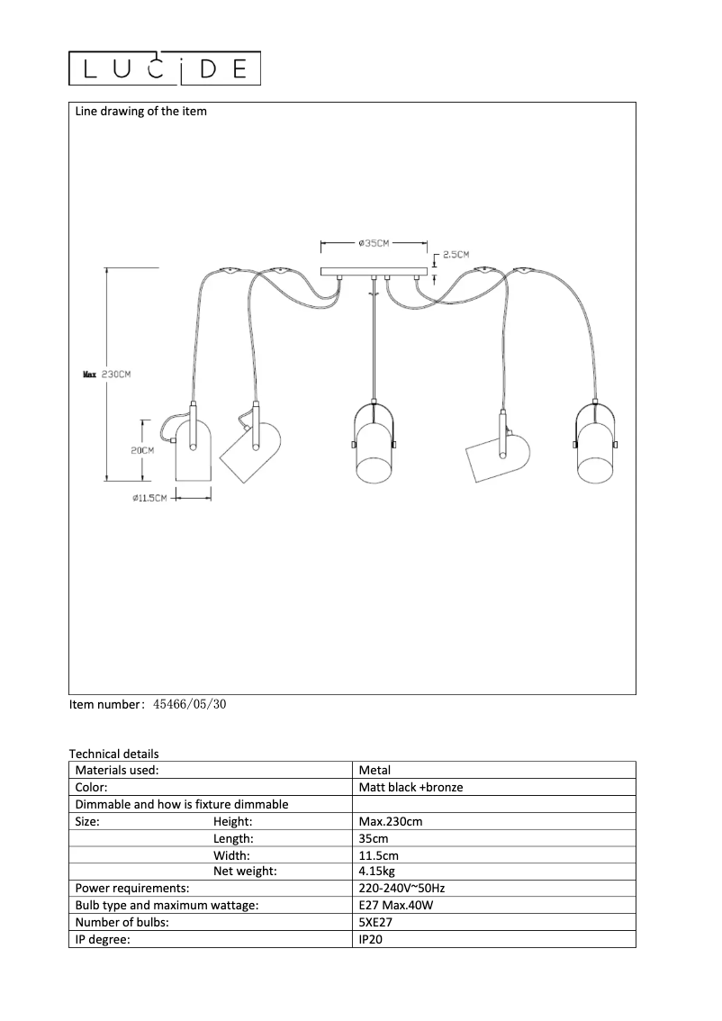 Page 1 de la notice Manuel utilisateur Lucide Swapp 45466/05/30