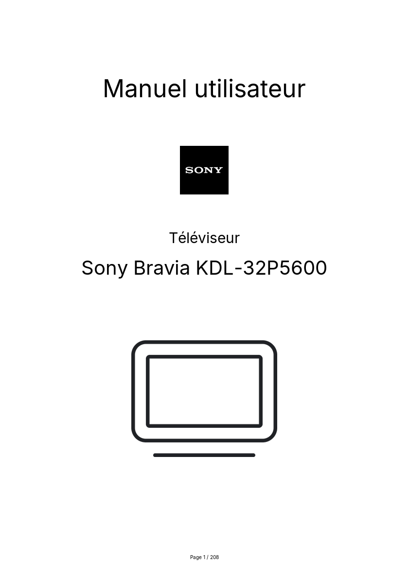 Image de la première page du manuel de l'appareil Bravia KDL-32P5600