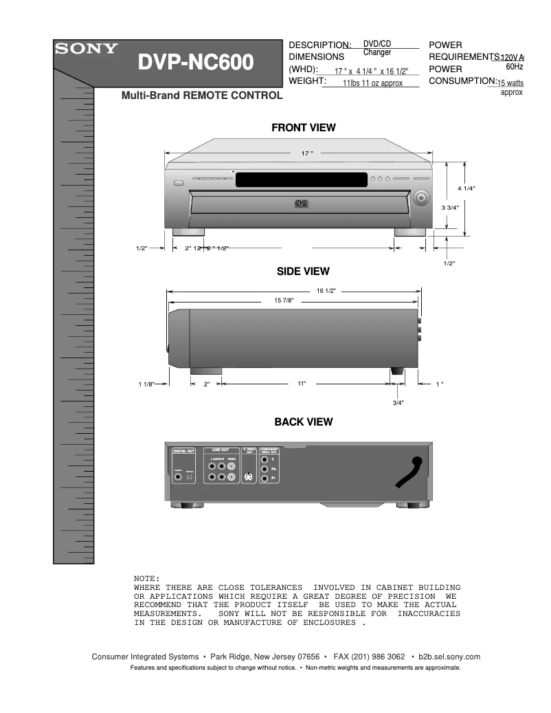 Page n°1 - Guide d'installation Sony DVP-NC600