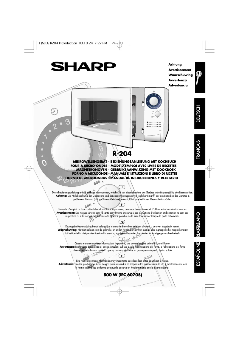 Page n°1 - Manuel utilisateur Sharp R-204