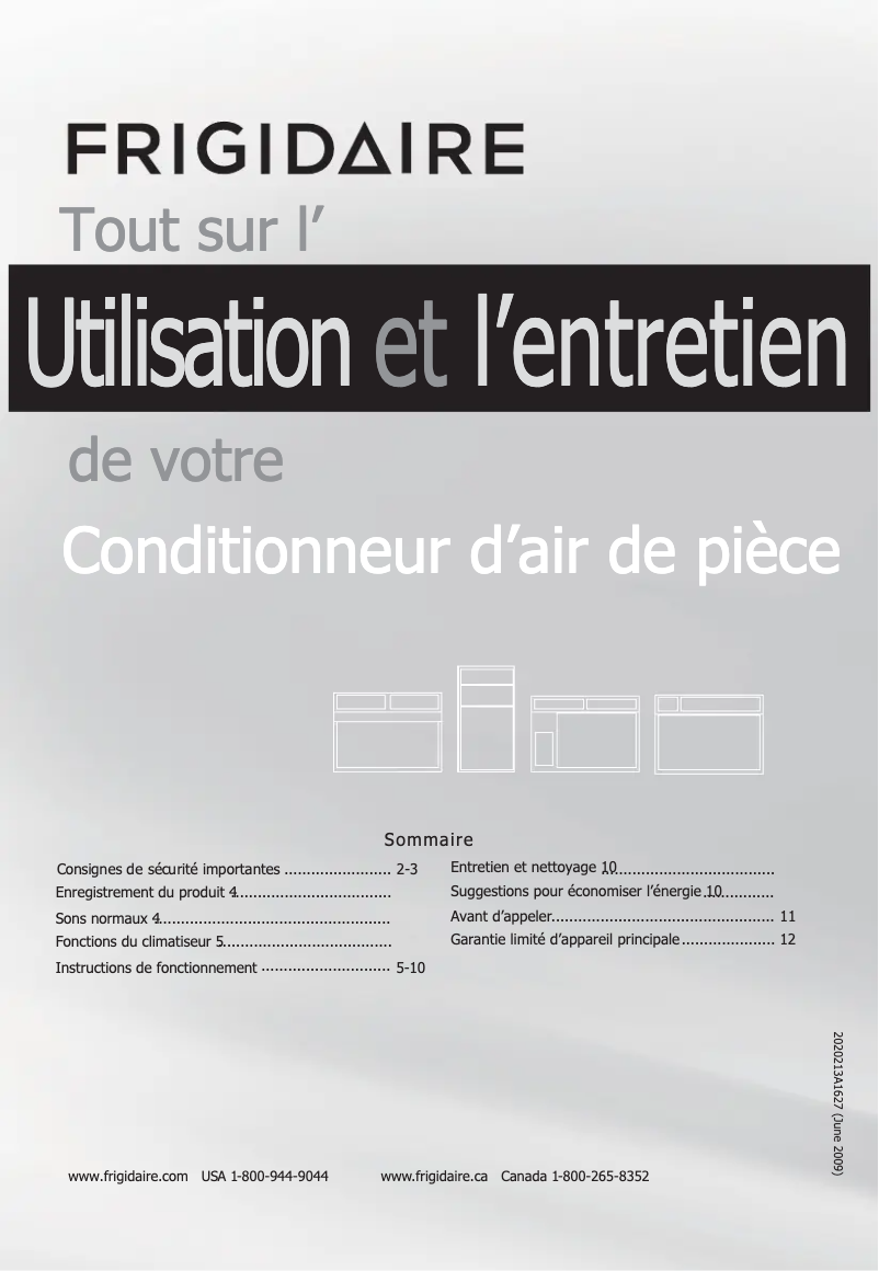 Page 1 de la notice Manuel utilisateur Frigidaire FFTA1422Q2