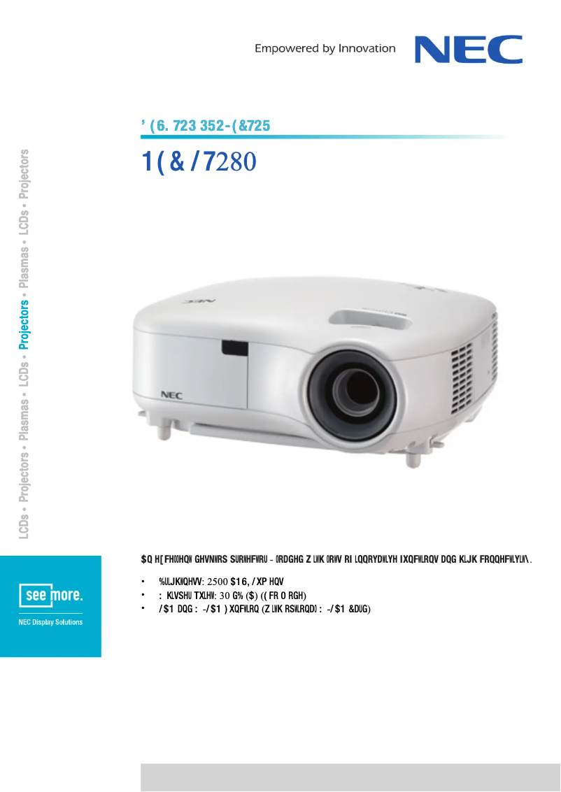 Page 1 de la notice Fiche technique NEC LT280