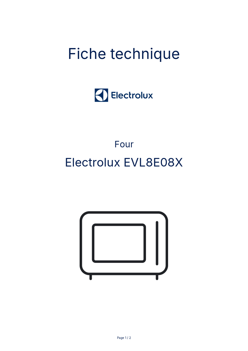 Page n°1 - Fiche technique Electrolux EVL8E08X