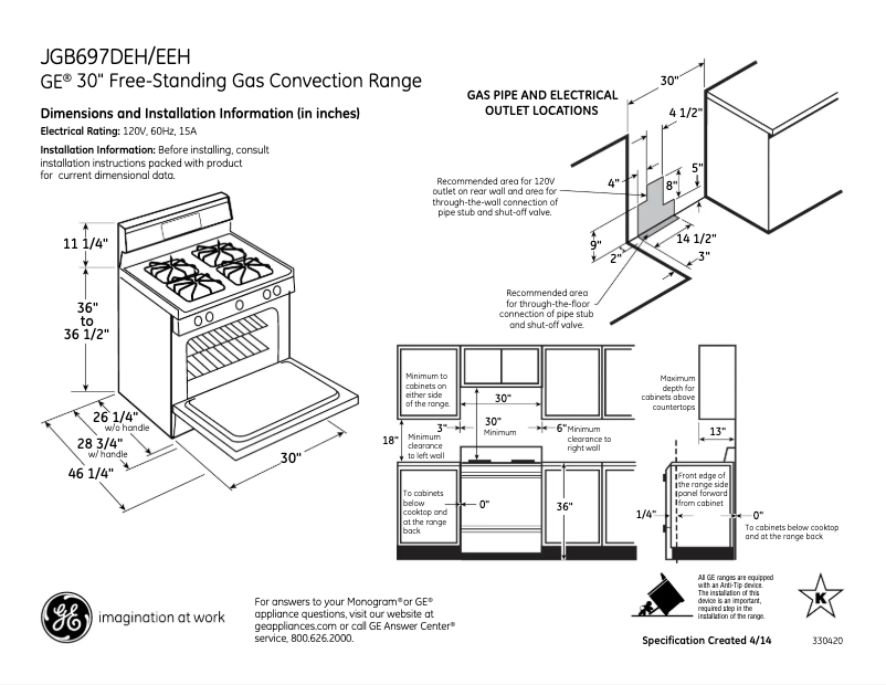 Image de la première page du manuel de l'appareil JGB697DEHWW
