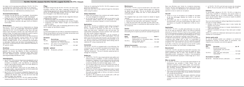 Page 1 de la notice Manuel utilisateur Beyerdynamic TG V70