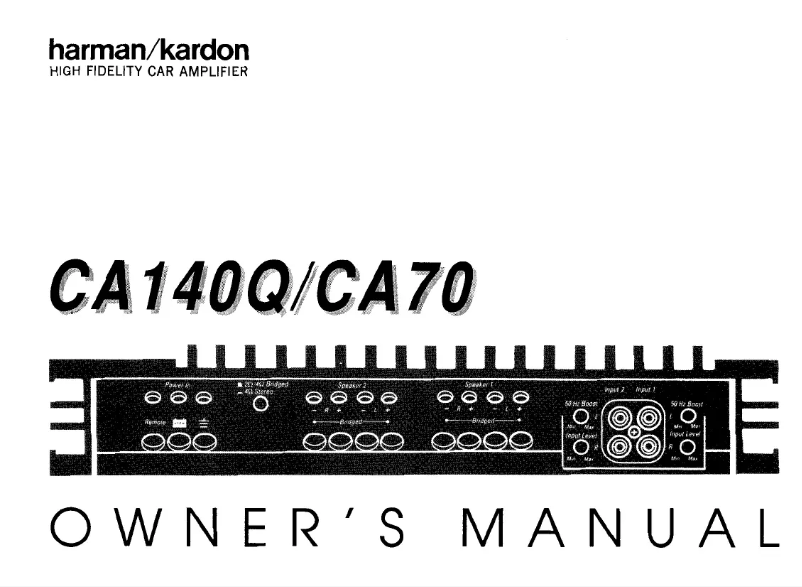 Page n°1 - Manuel utilisateur Harman Kardon CA70