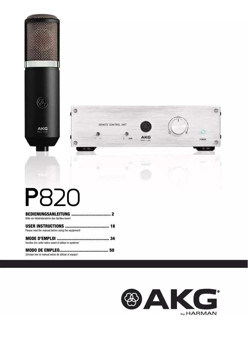 Page n°1 - Manuel utilisateur AKG AKGP820