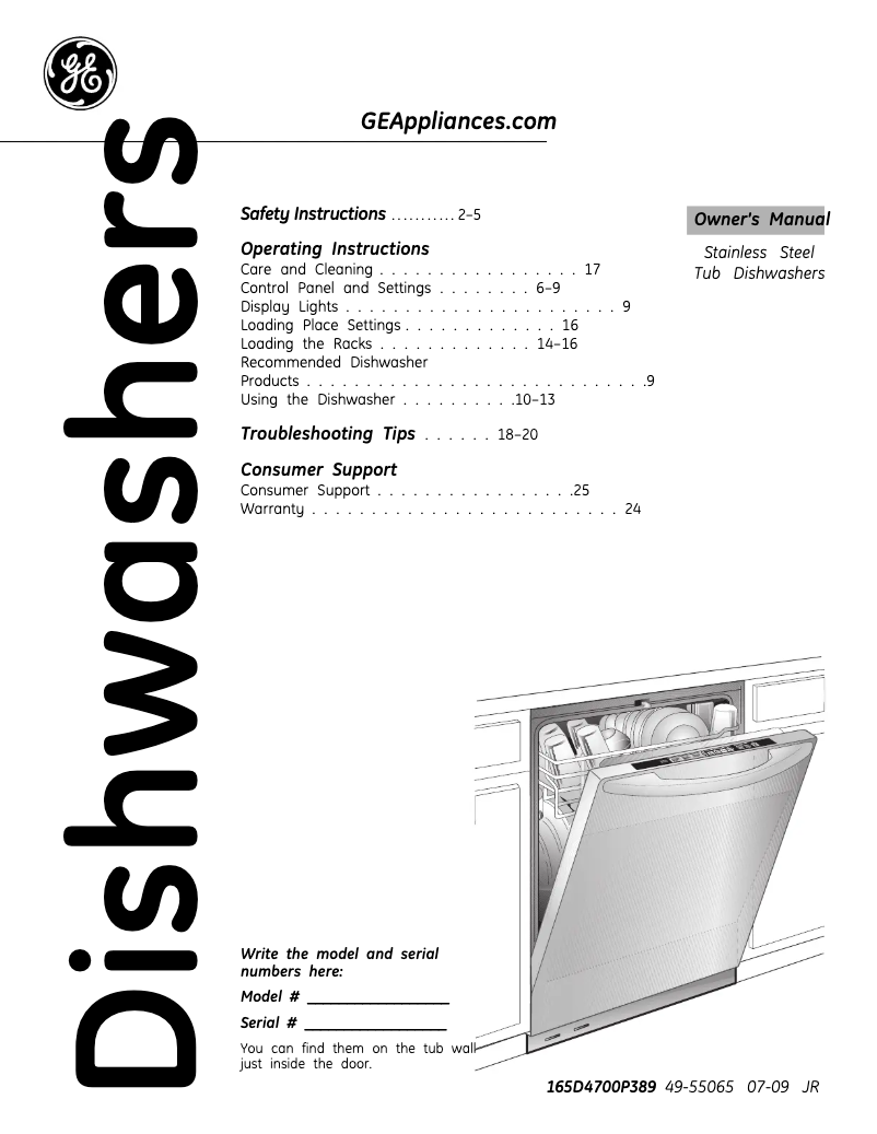 Página 1 del manual Manual de uso y mantenimiento GE Profile PDWT480RSS