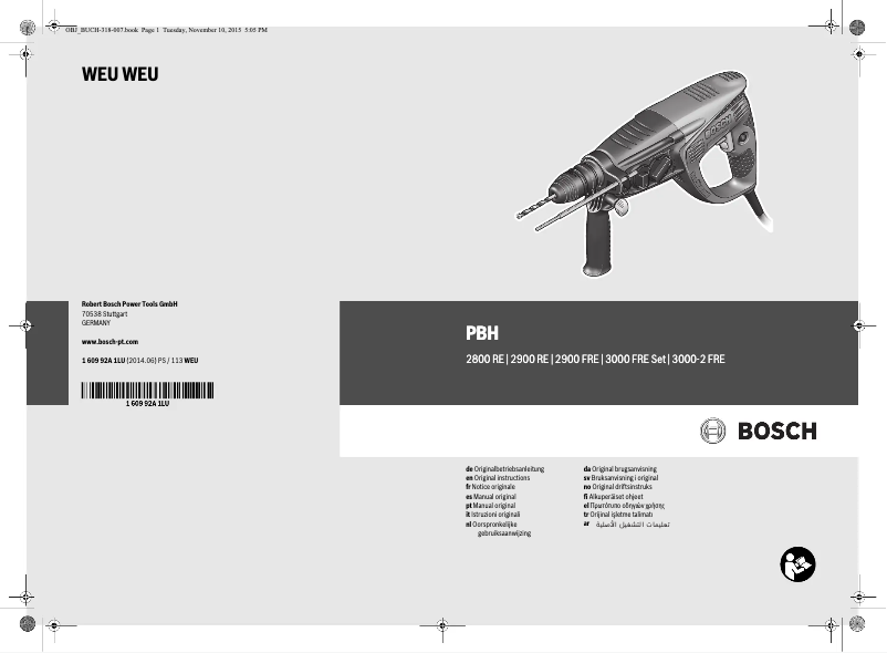Page n°1 - Manuel utilisateur Bosch PBH 2900 RE