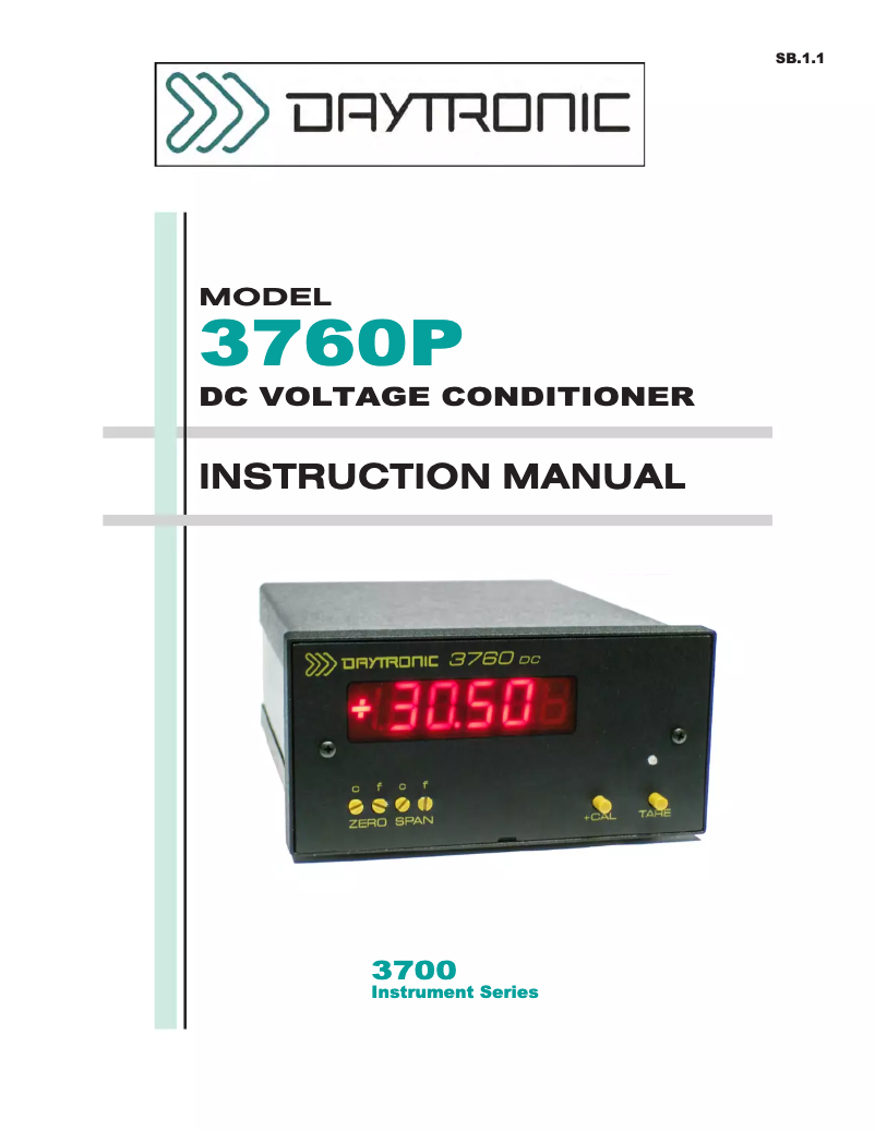 Page 1 de la notice Manuel utilisateur Daytronic 3760DCP