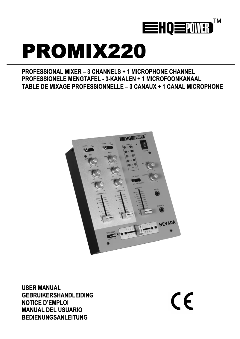 Page n°1 - Manuel utilisateur HQ Power PROMIX220