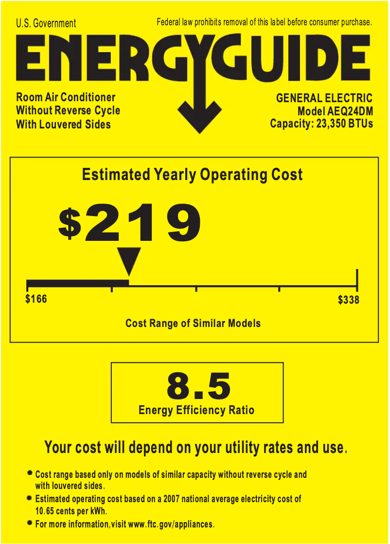 Página 1 del manual Etiqueta energética GE AEQ24DM