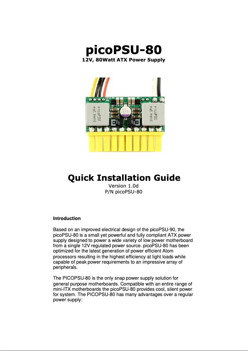 Page n°1 - Manuel utilisateur Mini-Box picoPSU-80