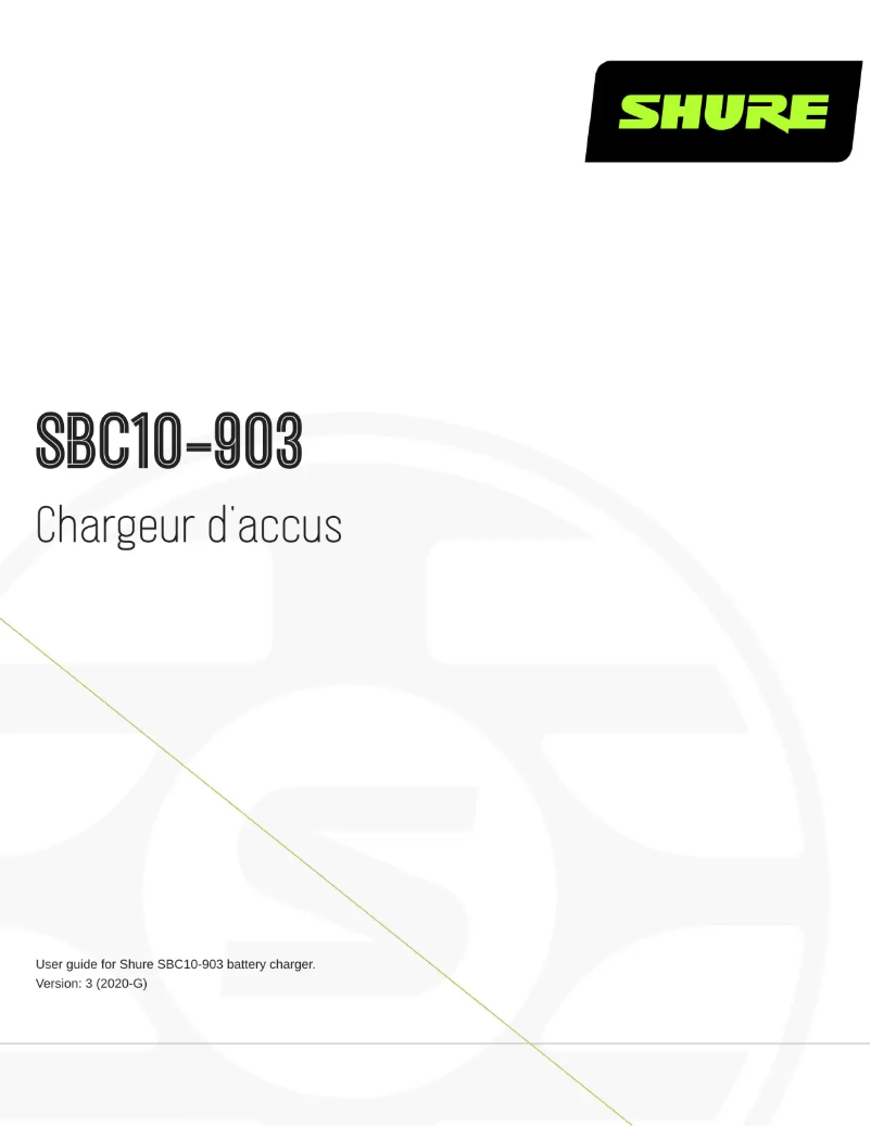 Page 1 de la notice Manuel utilisateur Shure SBC10-903