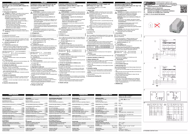 Page 1 de la notice Manuel utilisateur Phoenix Contact FLT-SEC-T1+T2-3C-350/25-FM