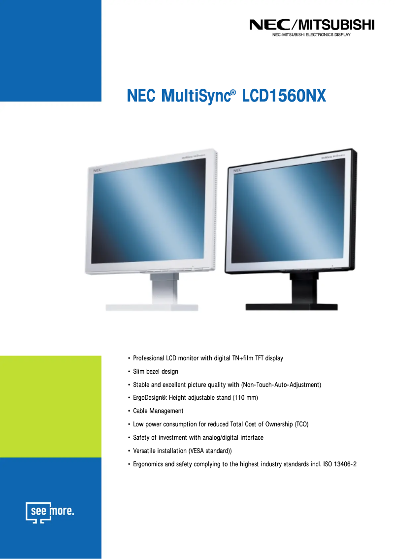 Image de la première page du manuel de l'appareil MultiSync LCD1560NX