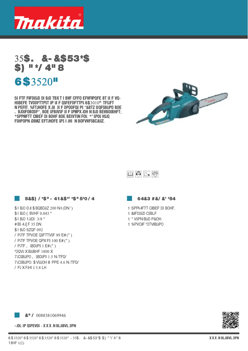 Page 1 de la notice Fiche technique Makita UC3520A