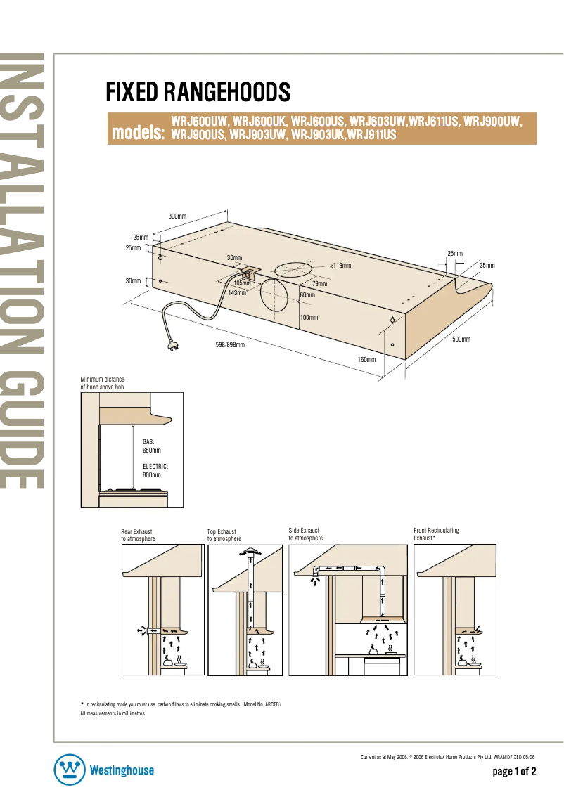 Image de la première page du manuel de l'appareil WRJ911US