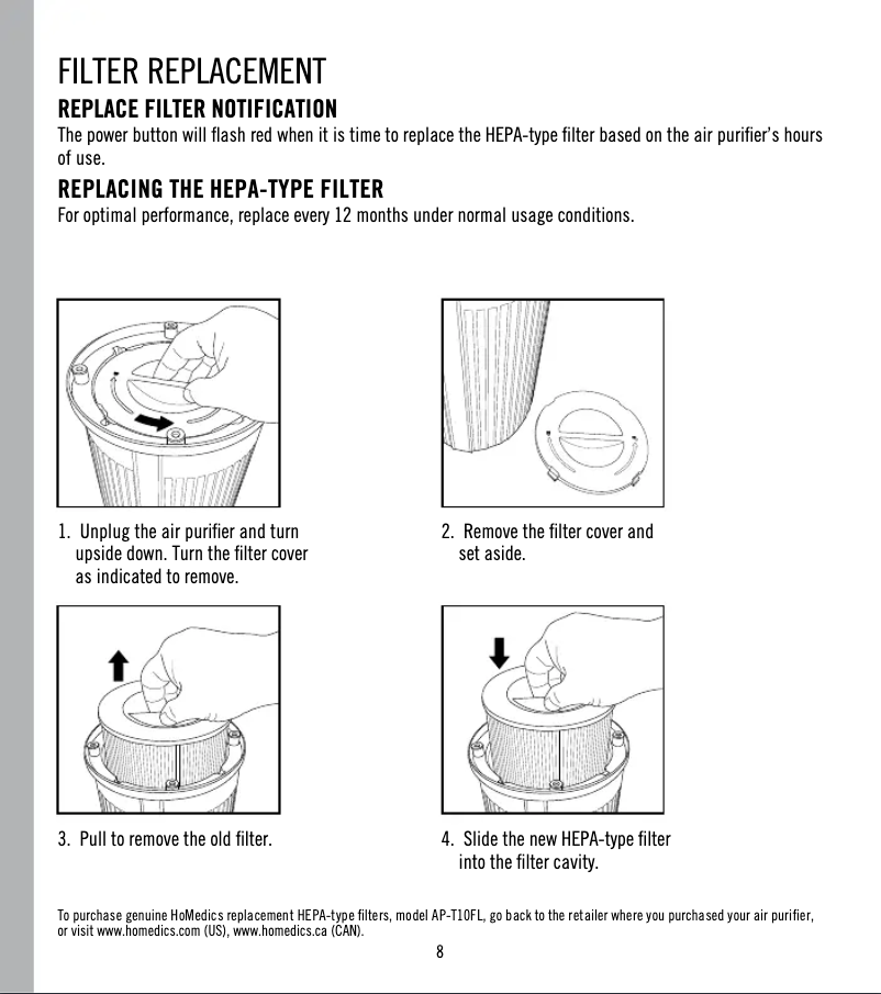 Página 1 del manual Manual de usuario Homedics TotalClean AP-T10FL