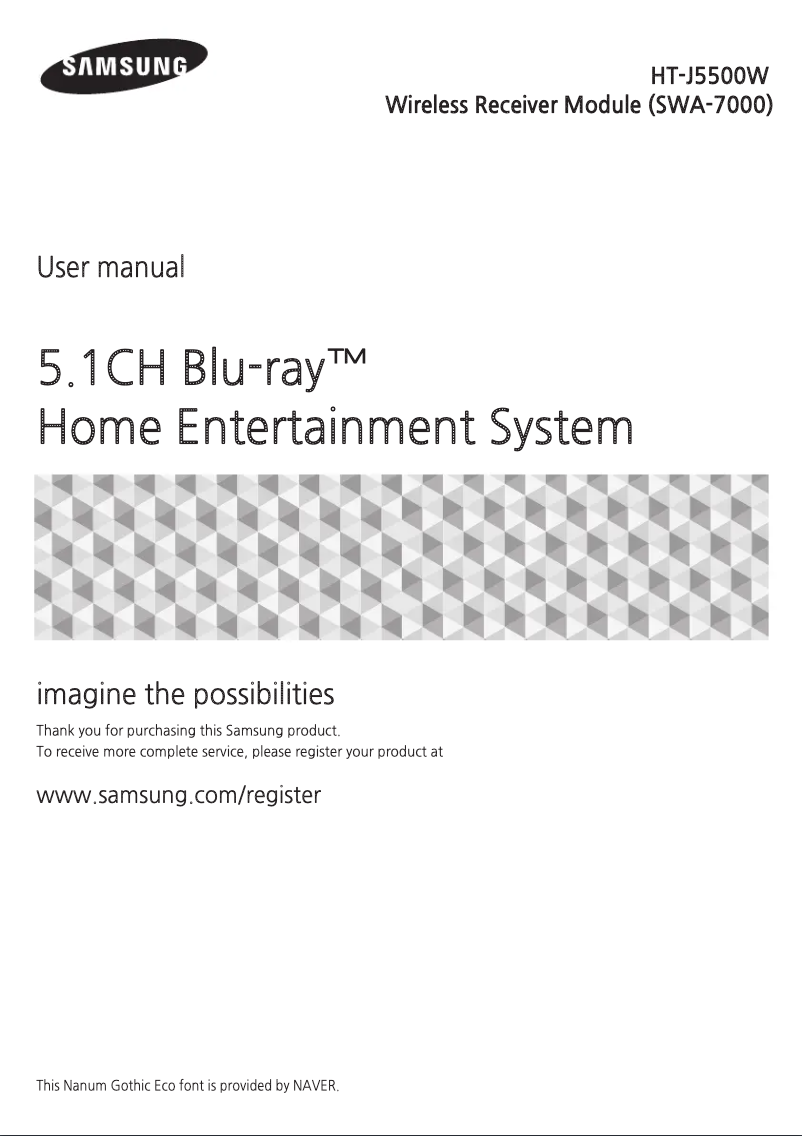 Page 1 de la notice Manuel utilisateur Samsung HT-J5500W