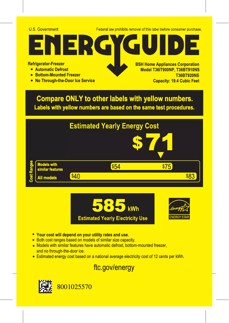 Page 1 de la notice Label énergétique Thermador Freedom T36IT900NP