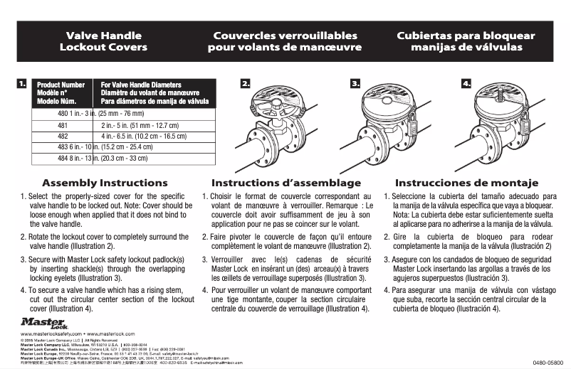 Page n°1 - Manuel utilisateur Master Lock 482