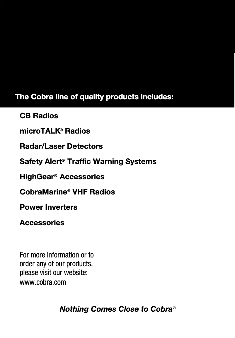 Page n°1 - Manuel utilisateur Cobra CJI 150