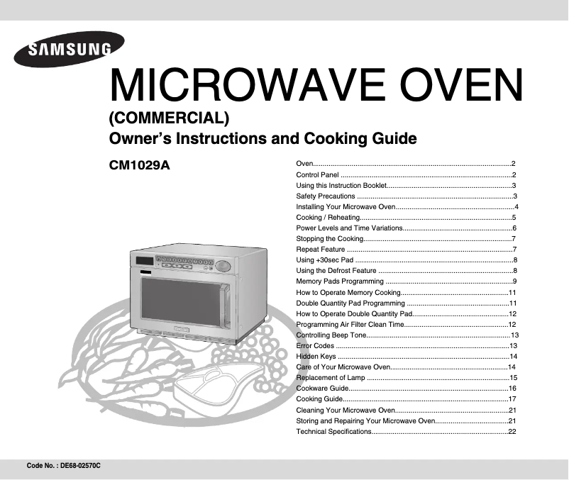 Page 1 de la notice Manuel utilisateur Samsung CM1029A